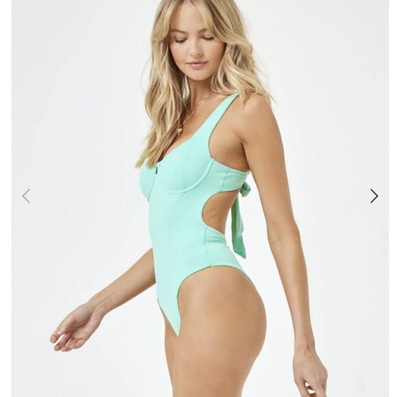 L*Space Kendal OP Classic teal green underwire one piece swimsuit small - Picture 8 of 12